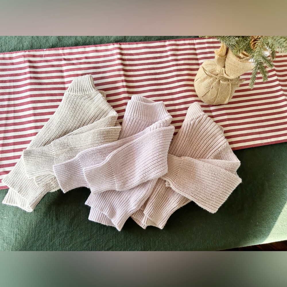 Jamie Kay Cream and Light purple and pink Morgan knit sweaters